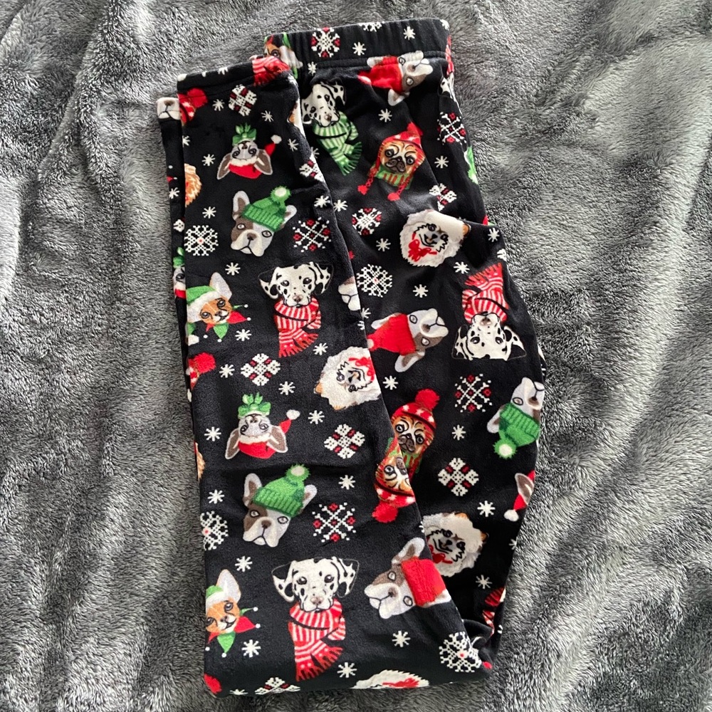 fuzzy Christmas dog leggings